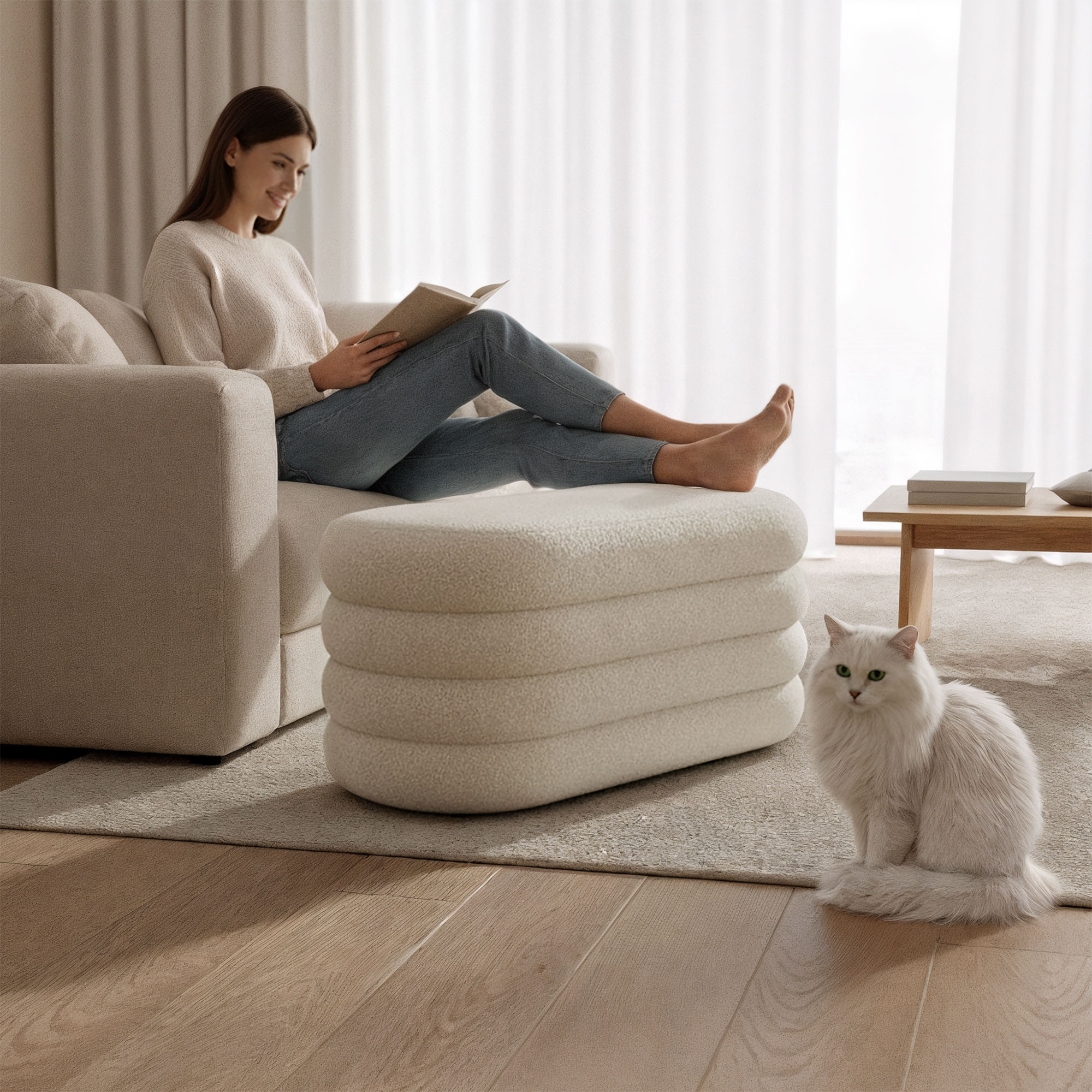 Raumhirsch Banc coffre Avec rangement Charge 100 kg blanc – détail 1