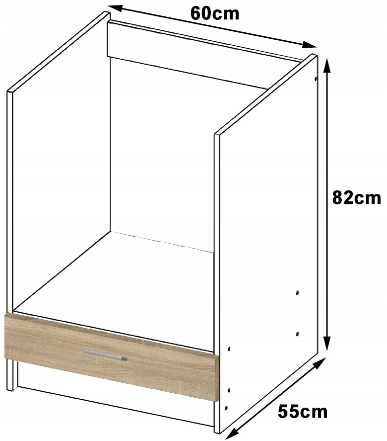Raumhirsch – Herdumbauschrank – 60 cm – moderne Ausführung – 1 Tür – Kollektion LIMA – Maße und technische Details