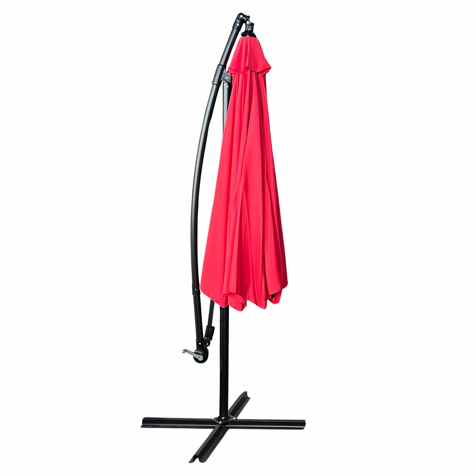 Raumhirsch Parasol déporté 300x300 cm acier / polyester Avec manivelle Protection UV rouge – détail 2