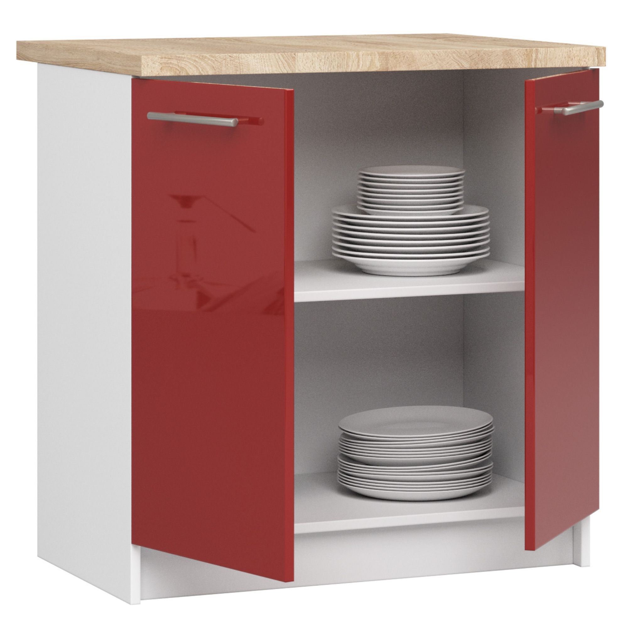 Raumhirsch Küchenunterschrank 60 cm Hochglanz mit Arbeitsplatte 2 Türen Kollektion OLIWIA Detailansicht 2
