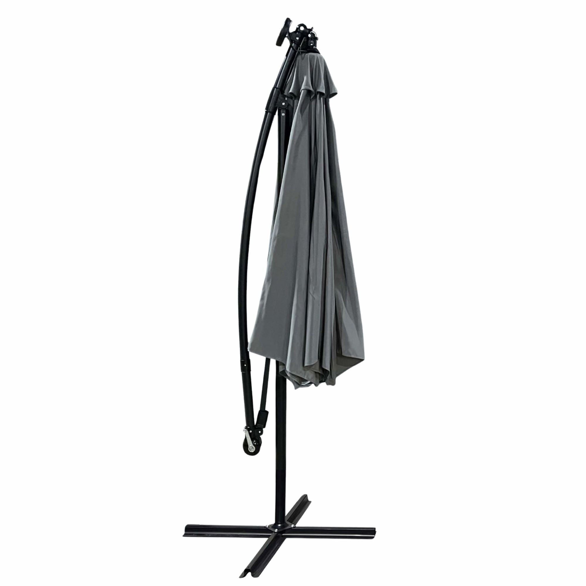 Raumhirsch Parasol déporté 300x300 cm acier / polyester LED Avec manivelle Protection UV gris – détail 2