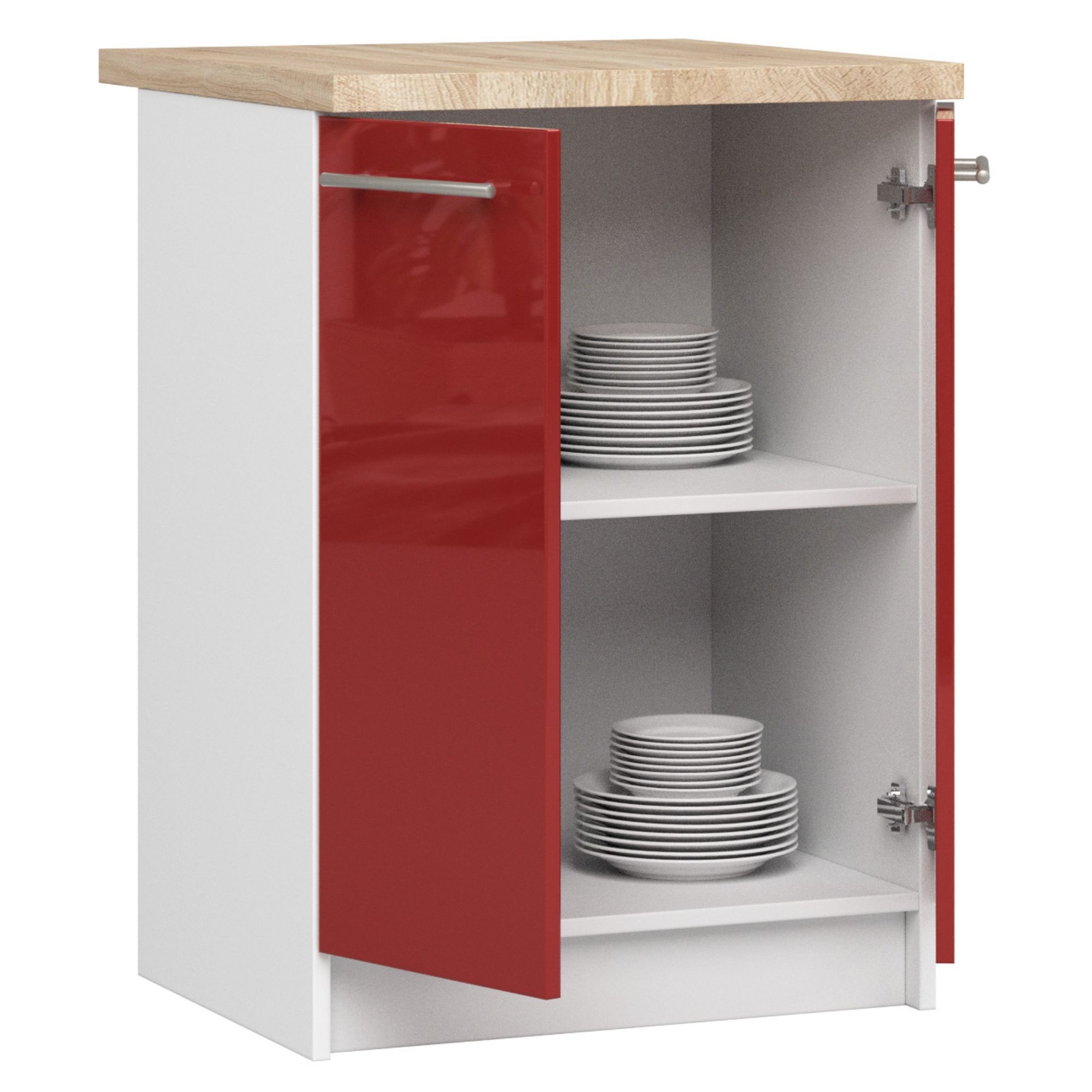 Raumhirsch Küchenunterschrank 60 cm Hochglanz mit Arbeitsplatte 2 Türen Kollektion OLIWIA Detailansicht 2