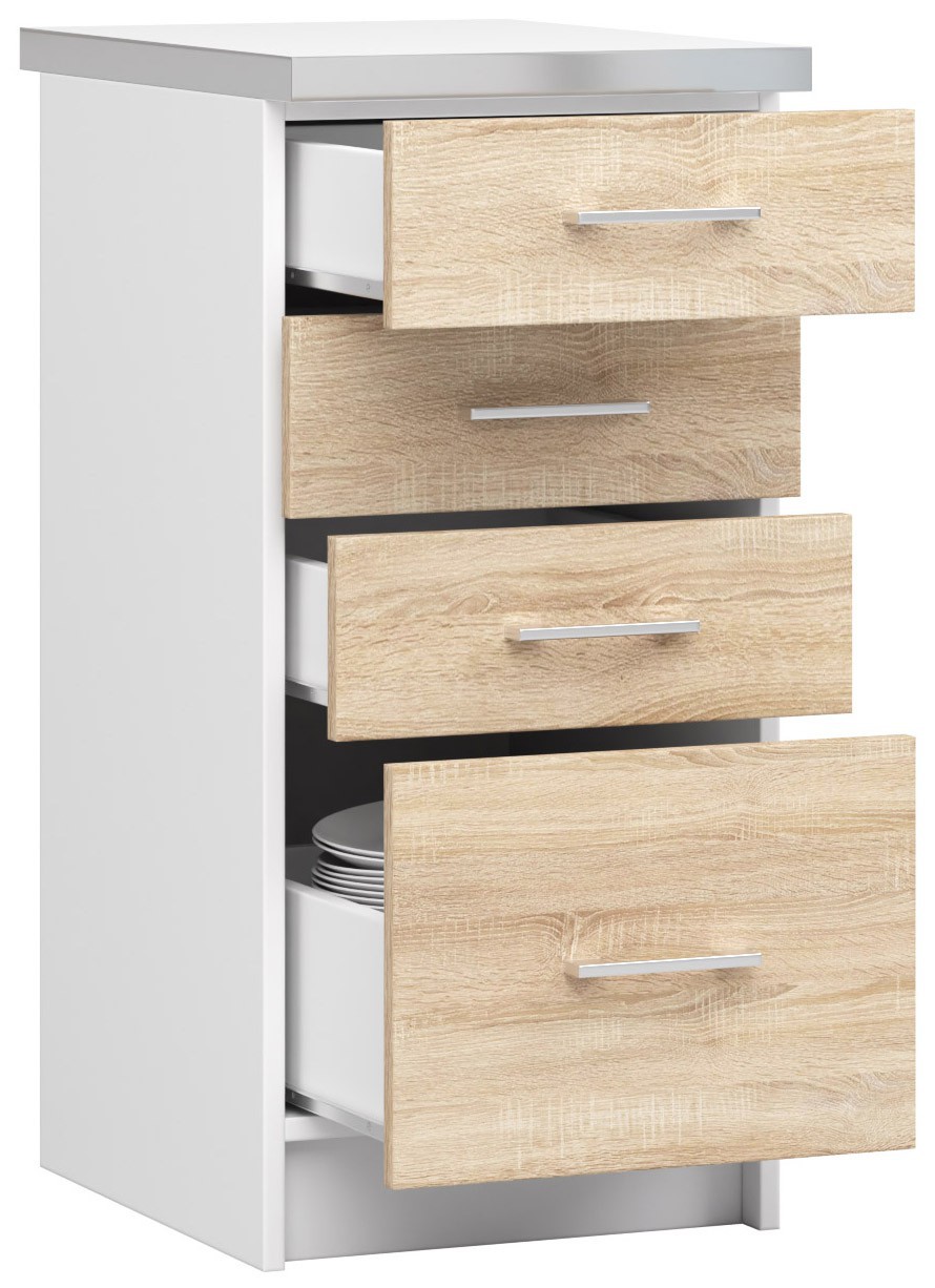 Raumhirsch – Küchenunterschrank mit Schubladen – 40 cm – moderne Ausführung – mit Arbeitsplatte – 4 Schubladen – Kollektion LIMA – Detailansicht 2