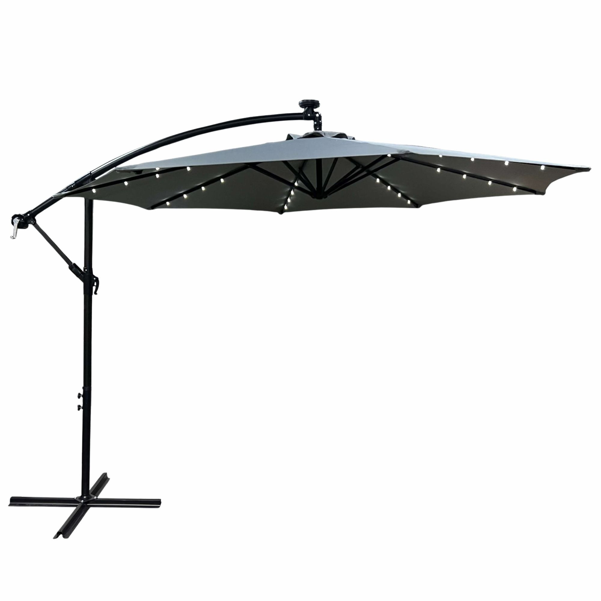 Raumhirsch Parasol déporté 300x300 cm acier / polyester LED Avec manivelle Protection UV gris – vue principale