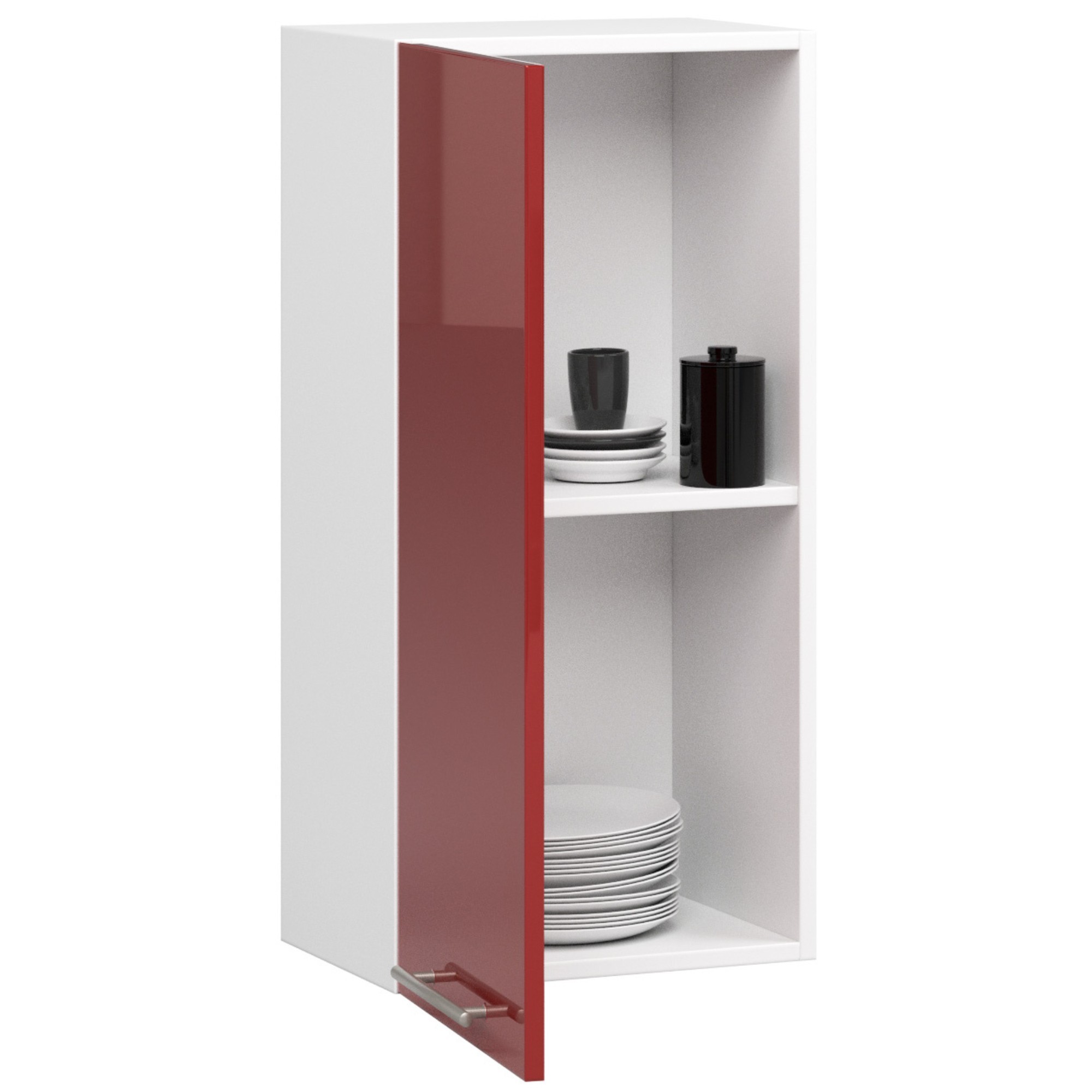 Raumhirsch Küchenhängeschrank 40 cm Rot / Weiß Hochglanz hängend 1 Tür Kollektion OLIWIA Detailansicht 1