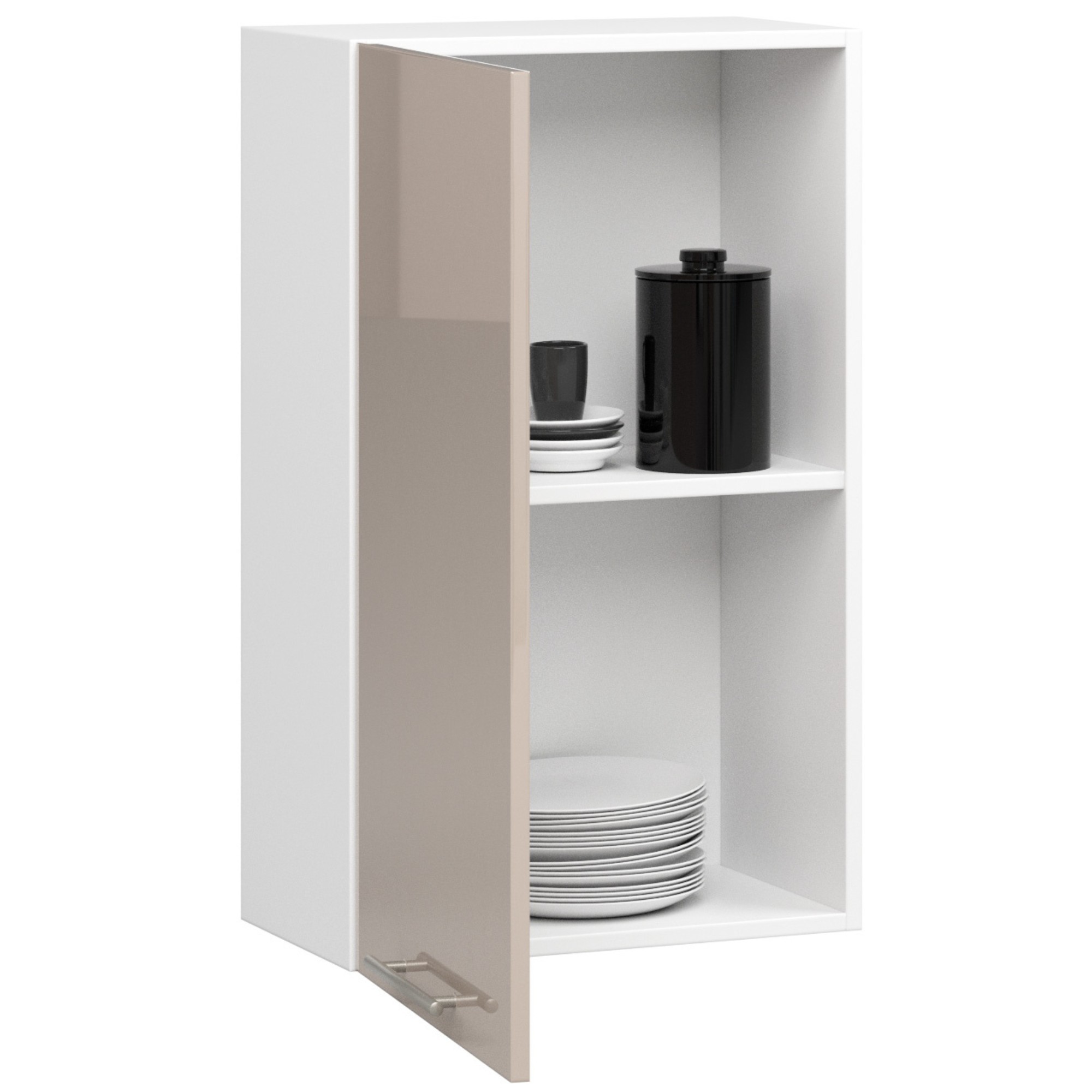 Raumhirsch Küchenhängeschrank 50 cm Cappuccino Hochglanz hängend 1 Tür Kollektion OLIWIA Detailansicht 1