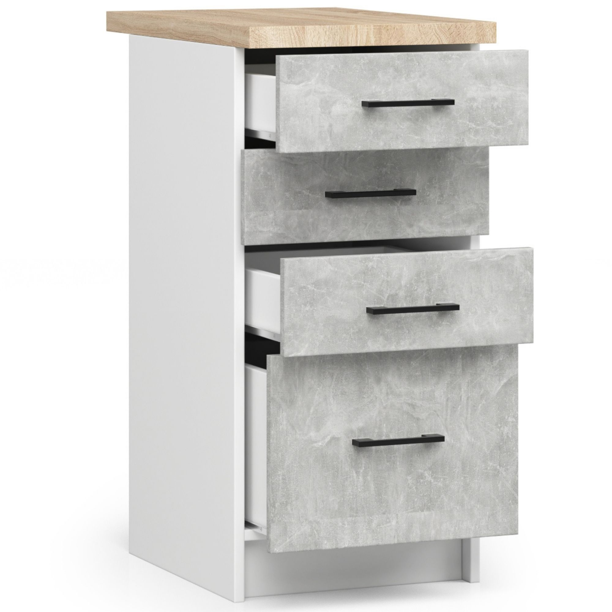 Raumhirsch Küchenunterschrank mit Schubladen 40 cm mit Arbeitsplatte 4 Schubladen Kollektion OLIWIA Detailansicht 1