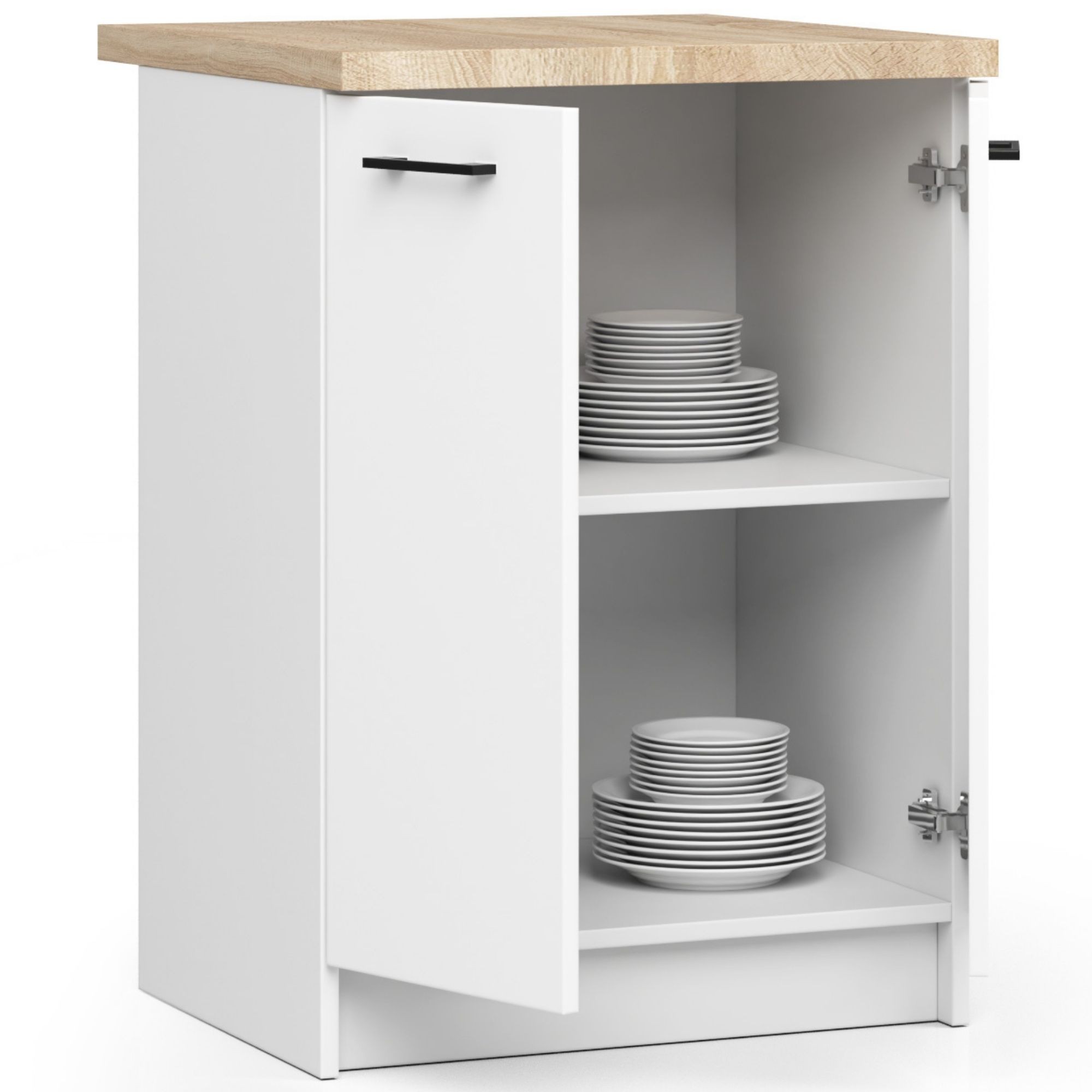 Raumhirsch Küchenunterschrank 60 cm  Weiß  mit Arbeitsplatte 2 Türen Kollektion OLIWIA Detailansicht 1