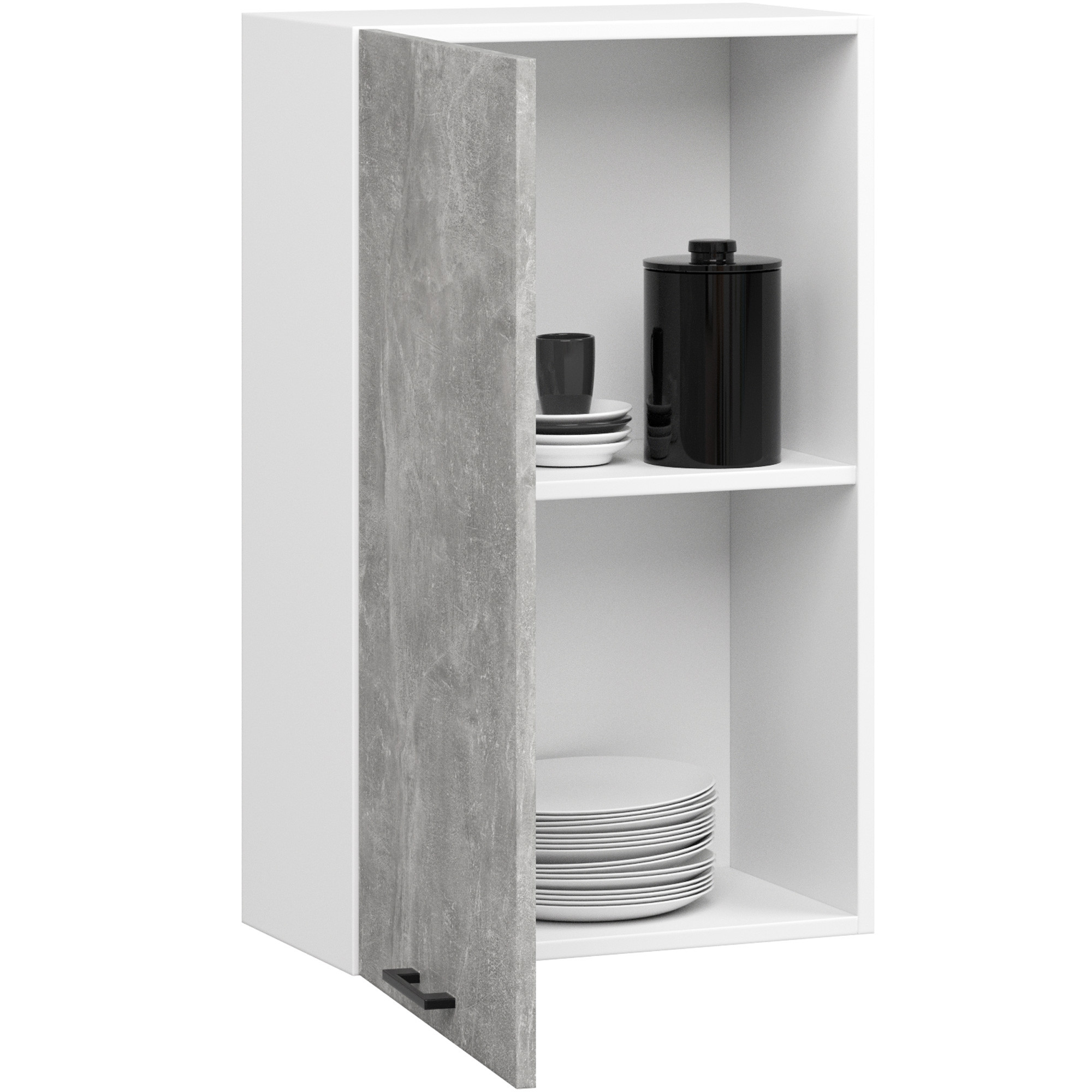 Raumhirsch Küchenhängeschrank 50 cm Beton / Weiß matt hängend 1 Tür Kollektion OLIWIA Detailansicht 2