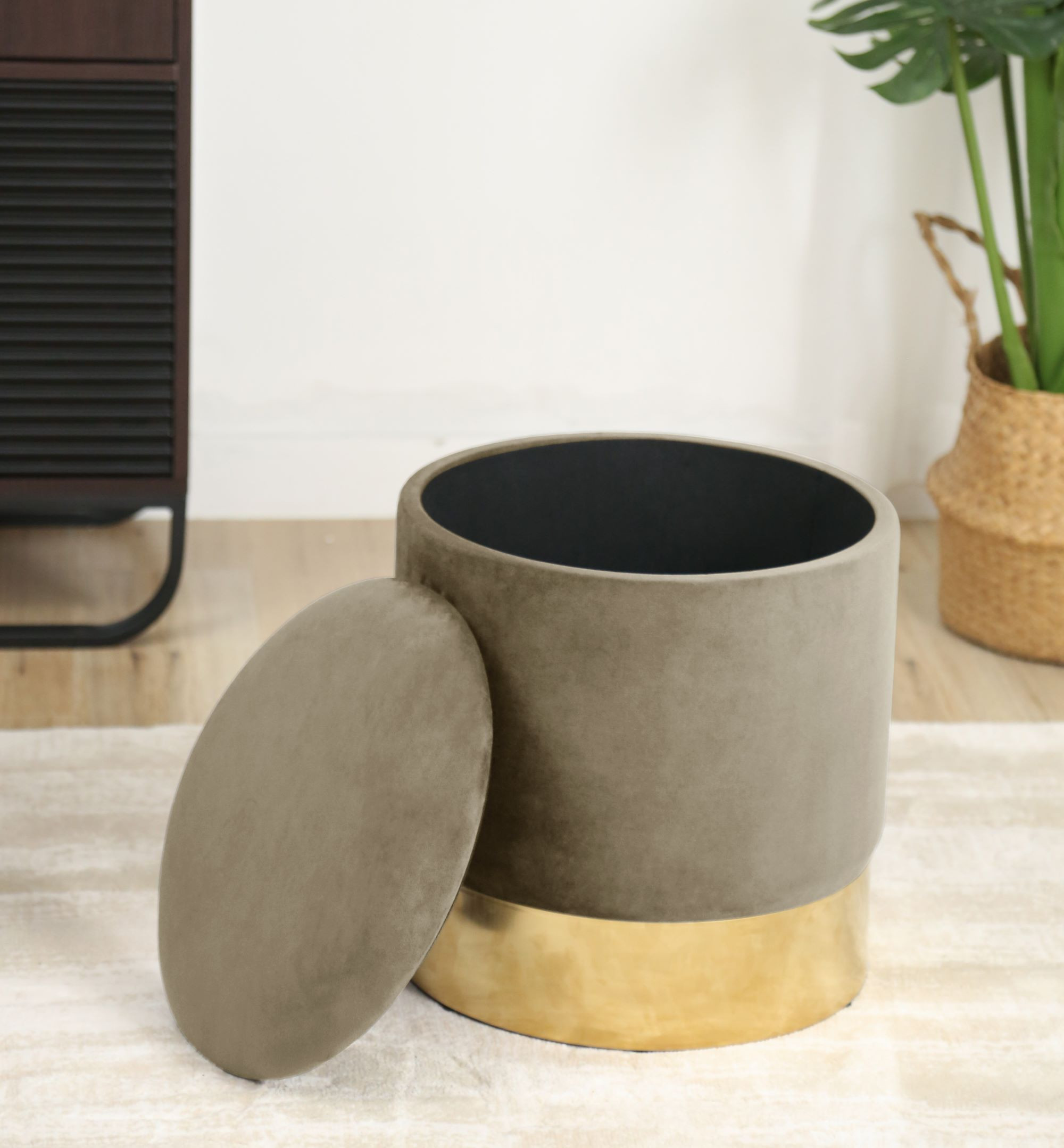 Raumhirsch Pouf 39x40x39 cm Avec rangement Charge 80 kg beige – détail 1