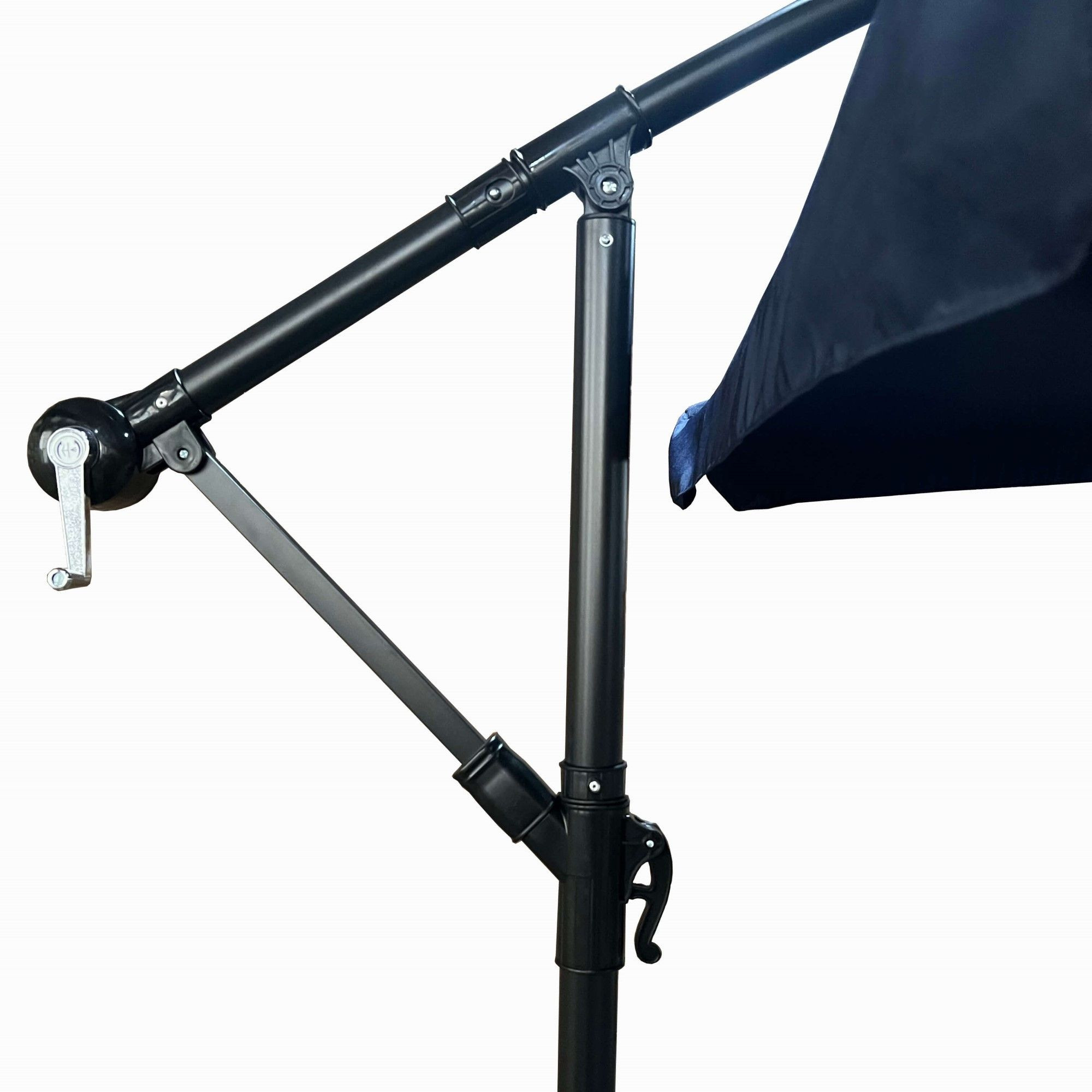 Raumhirsch Parasol déporté 300x300 cm acier / polyester Avec manivelle Protection UV bleu – dimensions et vue complémentaire