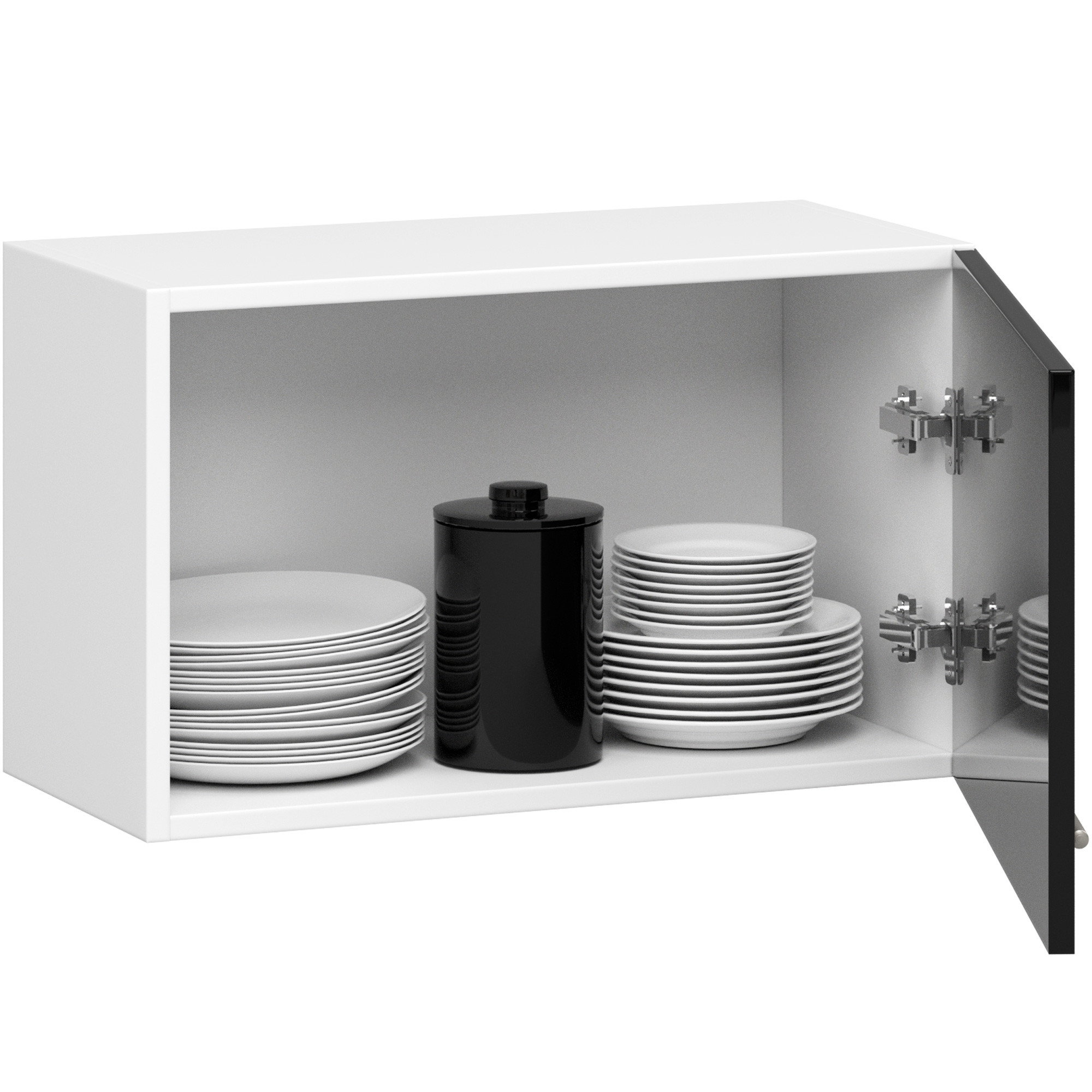 Raumhirsch Küchenhängeschrank 60 cm Schwarz Weiß  Hochglanz hängend Soft-Close Kollektion LIMA Detailansicht 2
