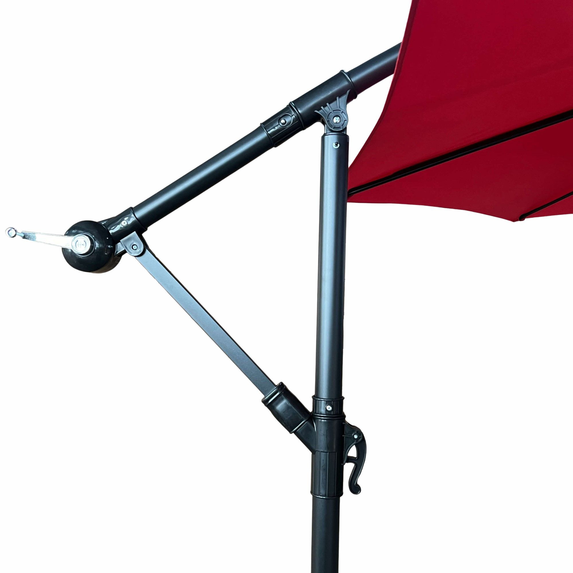 Raumhirsch Parasol déporté 300x300 cm acier / polyester Avec manivelle Protection UV rouge – dimensions et vue complémentaire