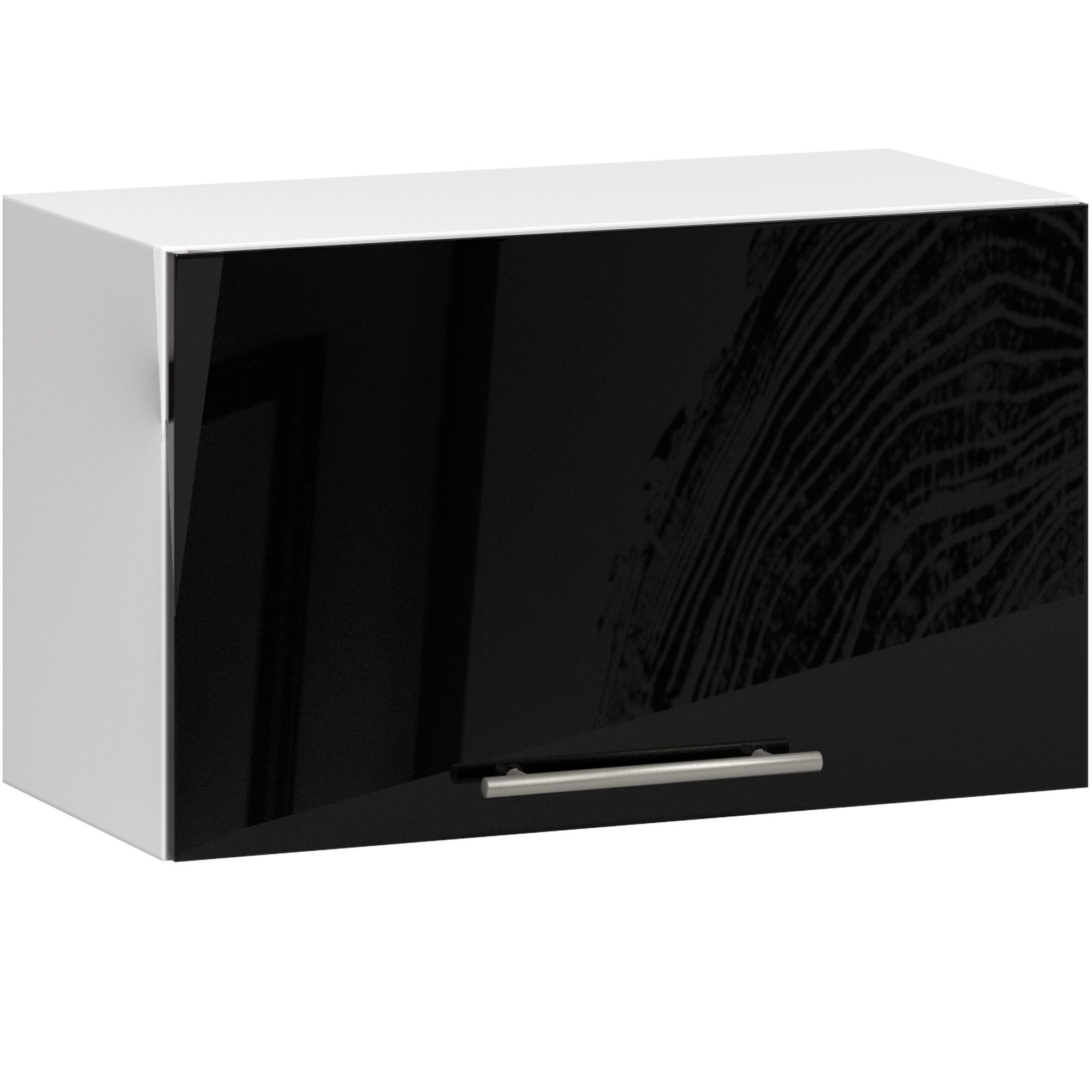 Raumhirsch Küchenhängeschrank 60 cm Schwarz Weiß  Hochglanz hängend Soft-Close Kollektion LIMA Hauptansicht