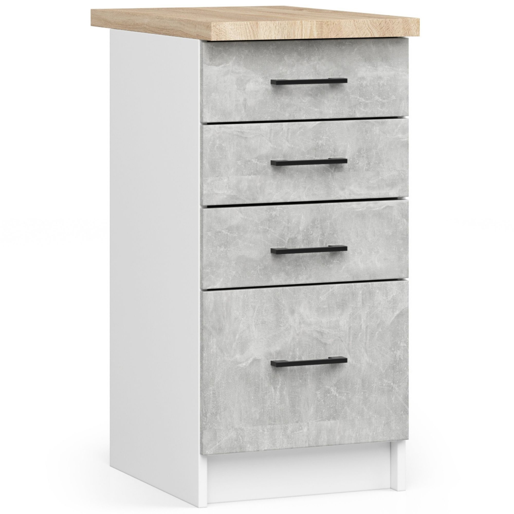 Raumhirsch Küchenunterschrank mit Schubladen 40 cm mit Arbeitsplatte 4 Schubladen Kollektion OLIWIA Hauptansicht