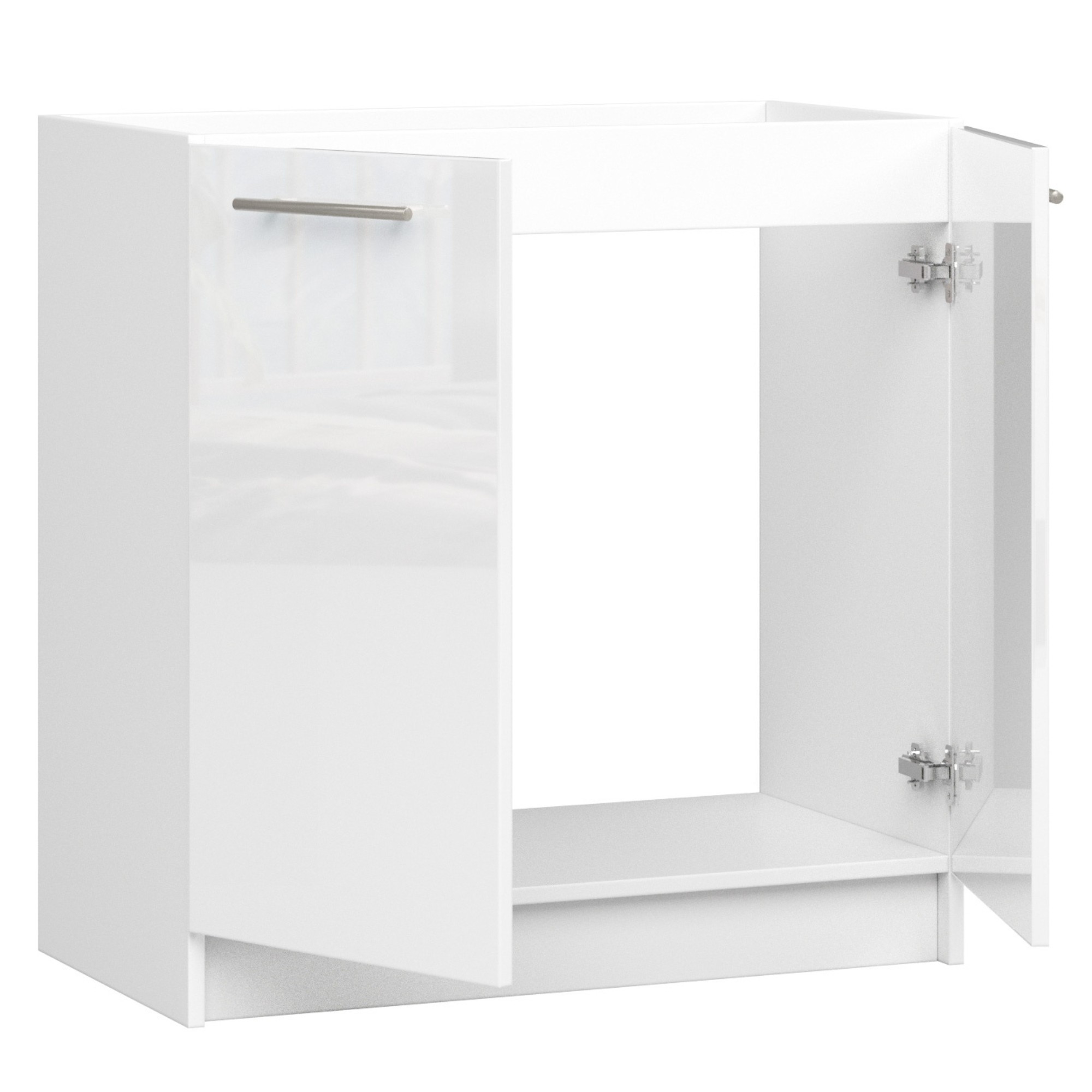 Raumhirsch Spülenunterschrank 80 cm Weiß / Hochglanz 2 Türen Kollektion OLIWIA Detailansicht 2
