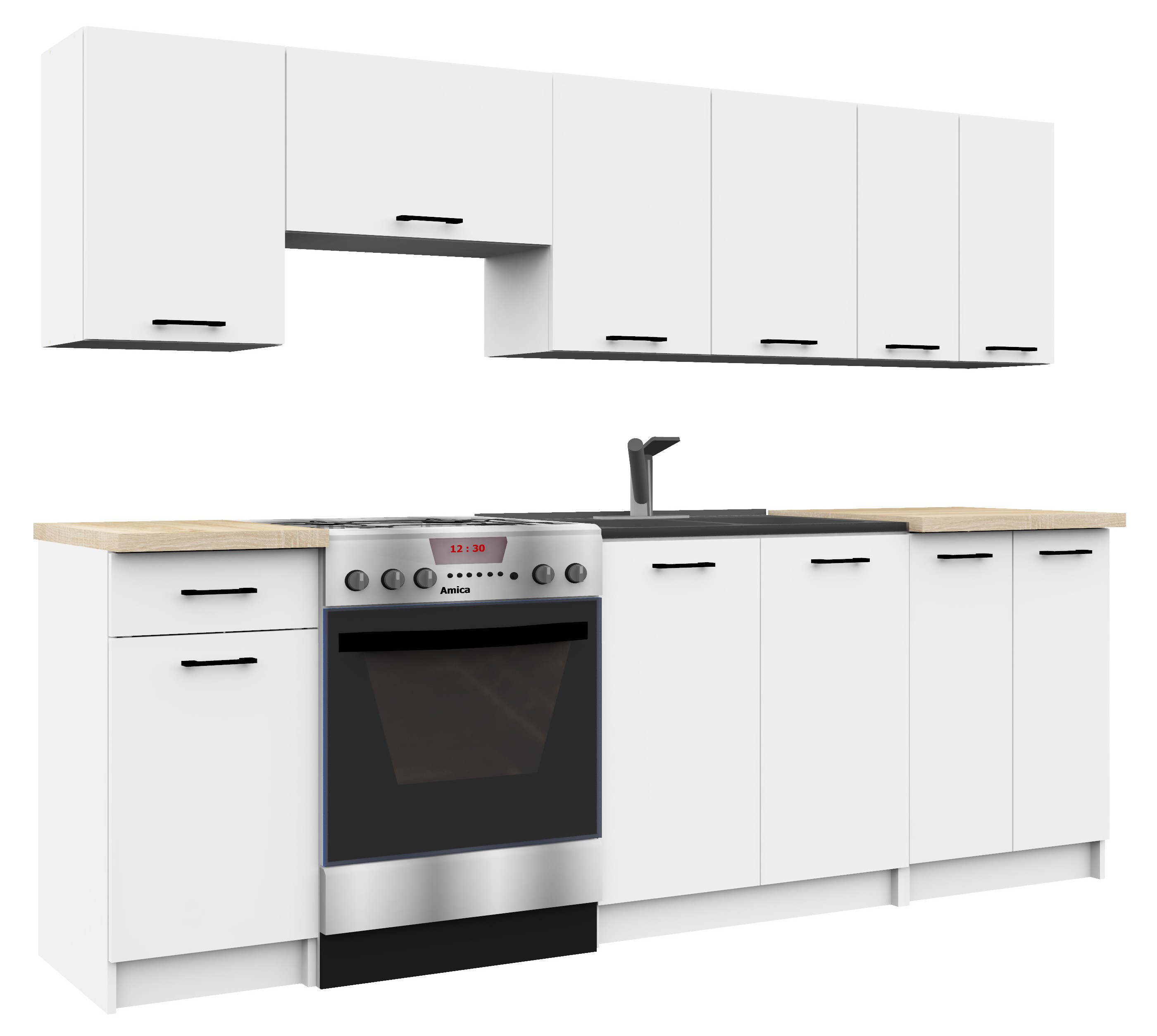 Raumhirsch Küchenmöbel-Set 240 cm matt mit Arbeitsplatte 1 Schublade Kollektion OLIWIA Hauptansicht