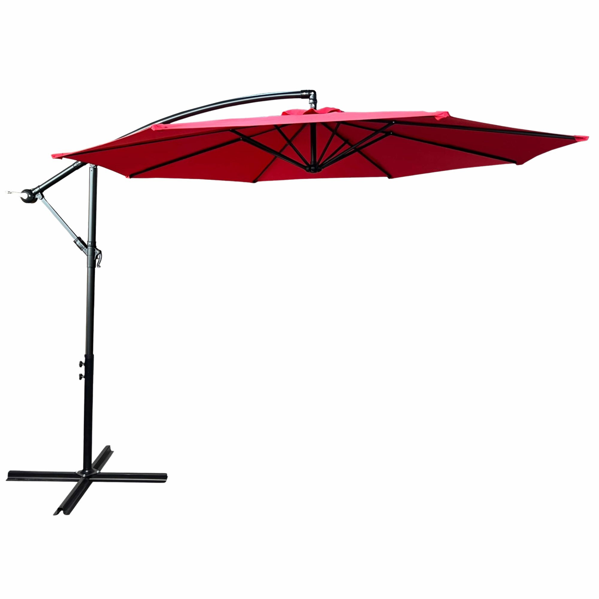 Raumhirsch Parasol déporté 300x300 cm acier / polyester Avec manivelle Protection UV rouge – vue principale