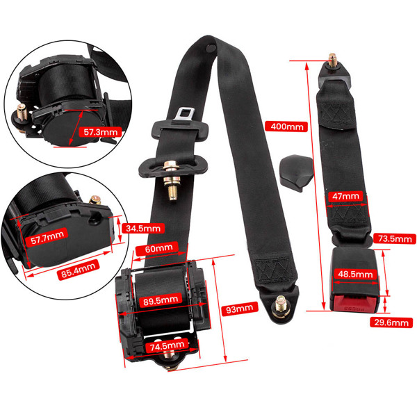 3点式可调节通用安全带 Retractable Adjustable Shoulder Seat Belt Universal 3 Point Safety Belts -9