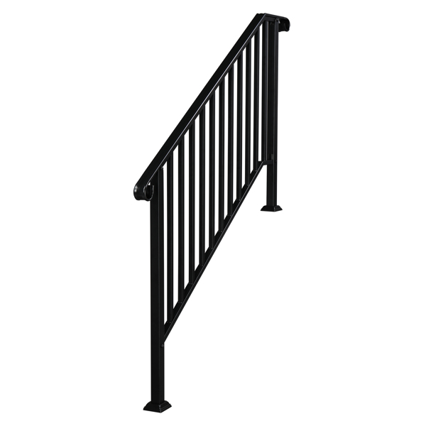 Matte Black 4-Tier Outdoor Iron Handrail Image 1