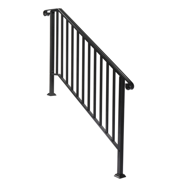 Matte Black 4-Tier Outdoor Iron Handrail Image 4