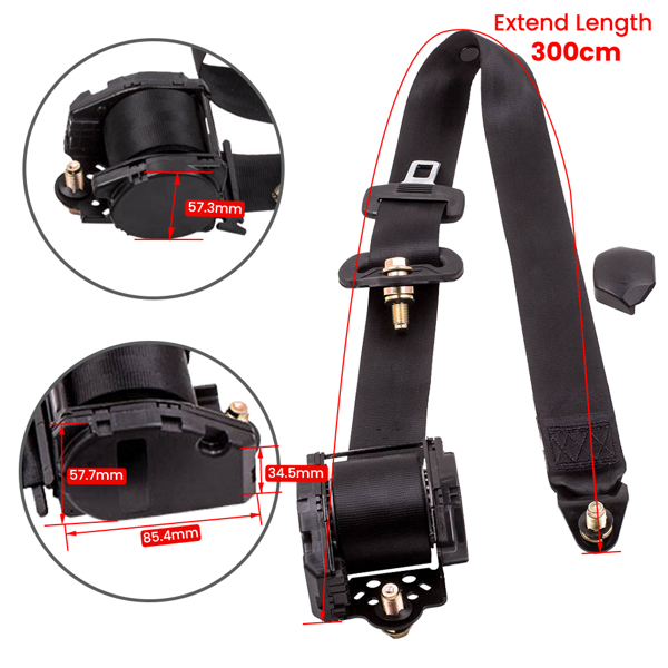 3点式可调节通用安全带 Retractable Adjustable Shoulder Seat Belt Universal 3 Point Safety Belts -11