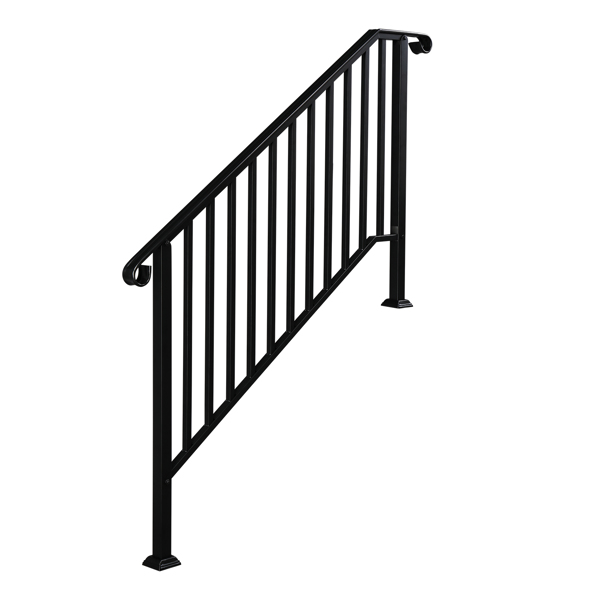 Matte Black 4-Tier Outdoor Iron Handrail Image 3
