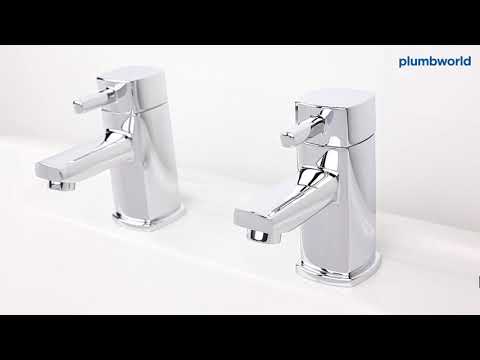 Hot & Cold Bathroom Bath Taps Modern Chrome Twin Pair Brass Square Lever Handles -Bathroom Supplies Store