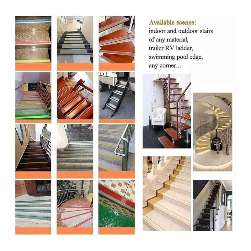 Scènes d'utilisation : escaliers intérieurs/extérieurs, échelle camping-car, bord de piscine, coins et bords