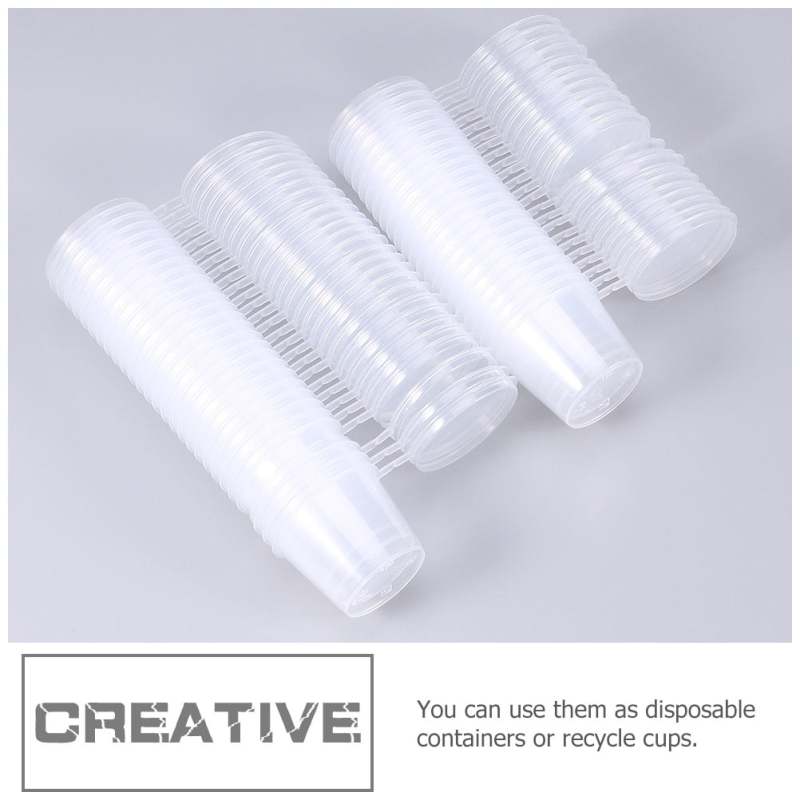 Lot de 100 gobelets jetables transparents avec couvercle Beyamis