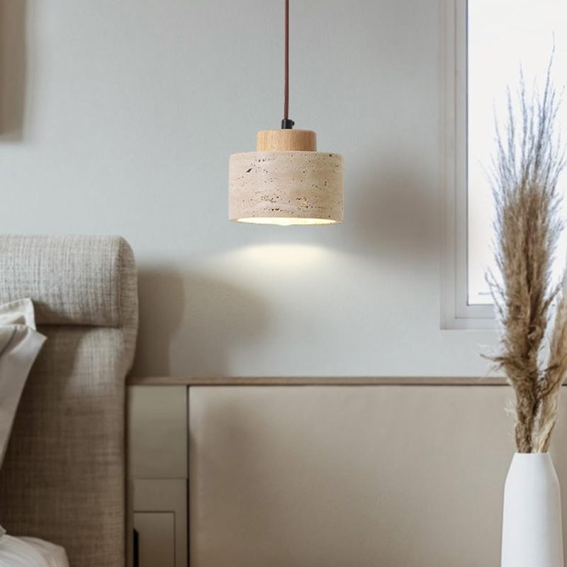 Lustre cylindrique en pierre naturelle style nordique