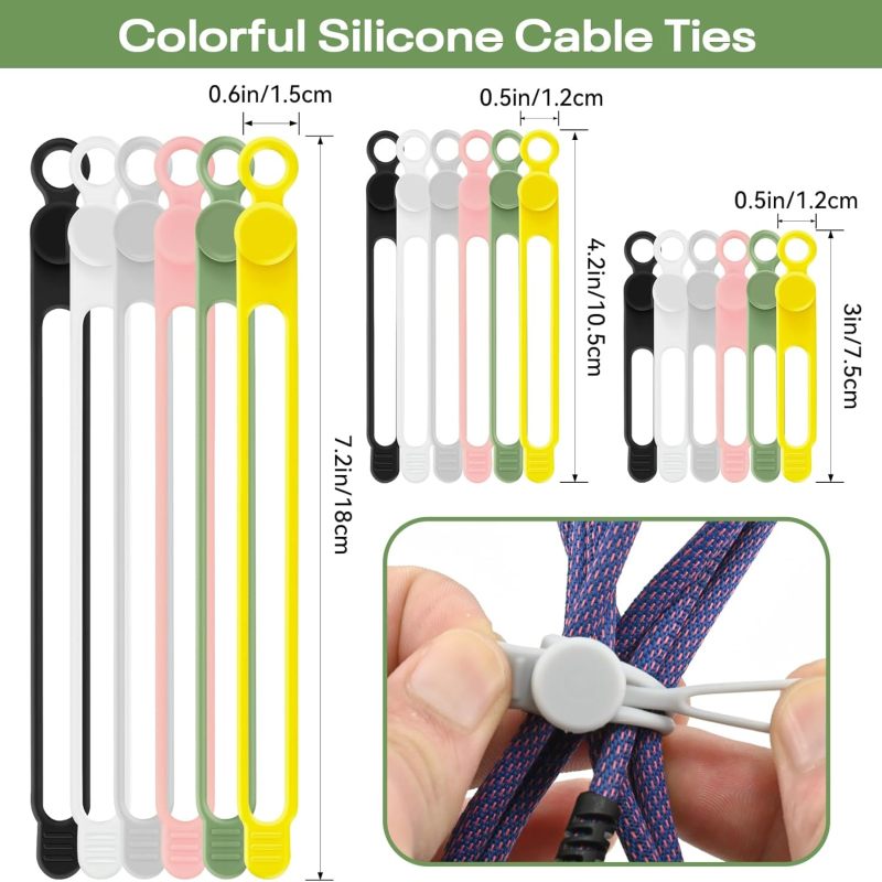 Irovami attaches câbles silicone 24 pièces 4 couleurs vue générale