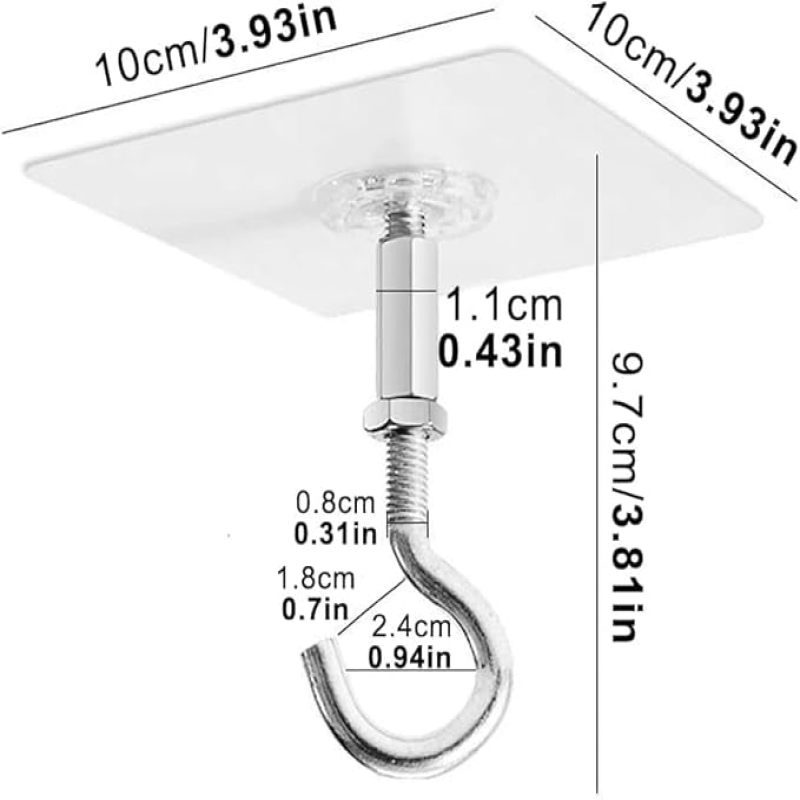 Crochets adhésifs pour plafond en acier inoxydable - lot de 4