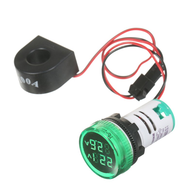 Voltímetro-amperímetro LED digital que mide corriente y voltaje