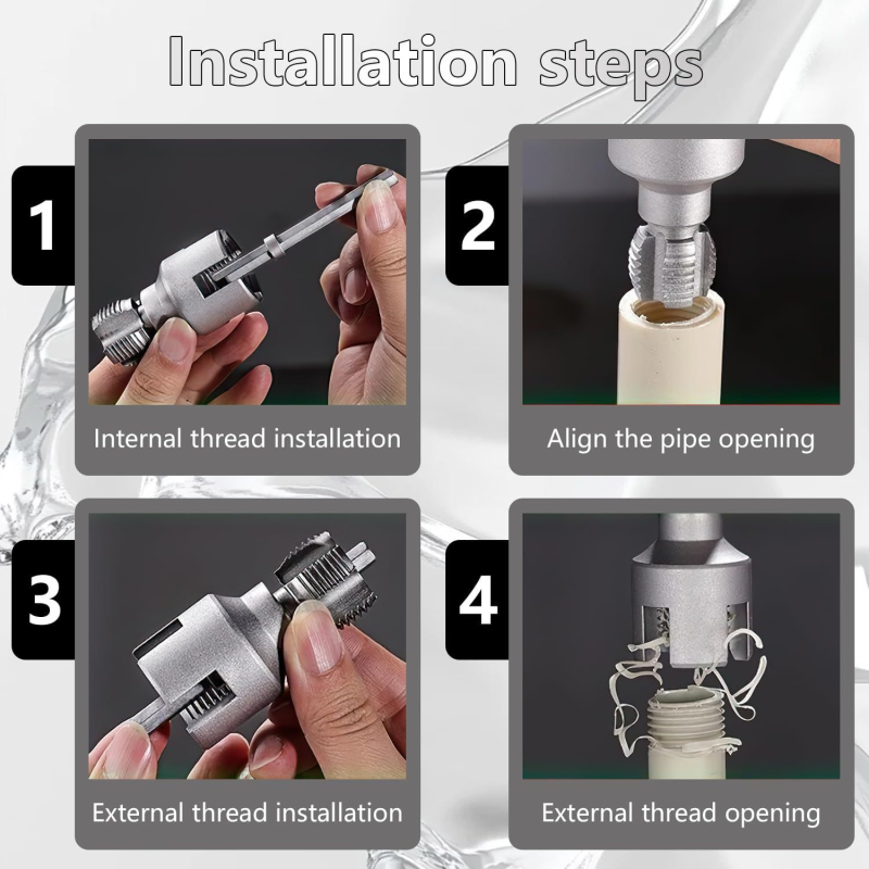 Kit de 3 outils de filetage pour tuyaux Irovami - détail des tailles