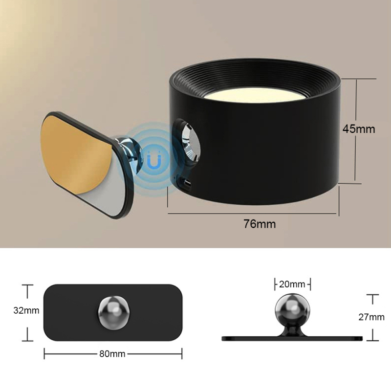 Détail de la rotule magnétique - Rotation à 360° de la lampe LED