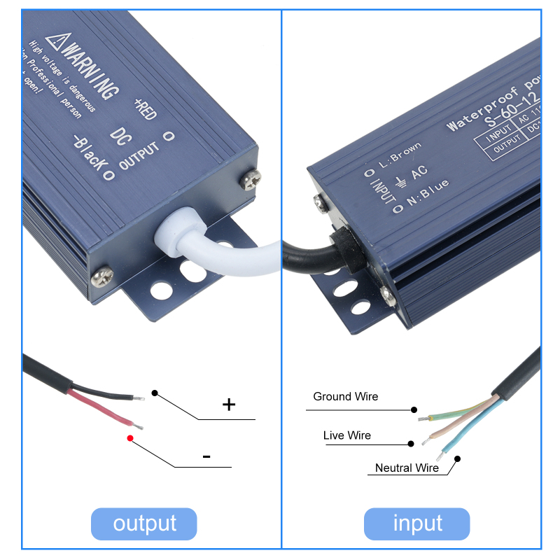 Alimentation LED 12V 100W IP67 - détail