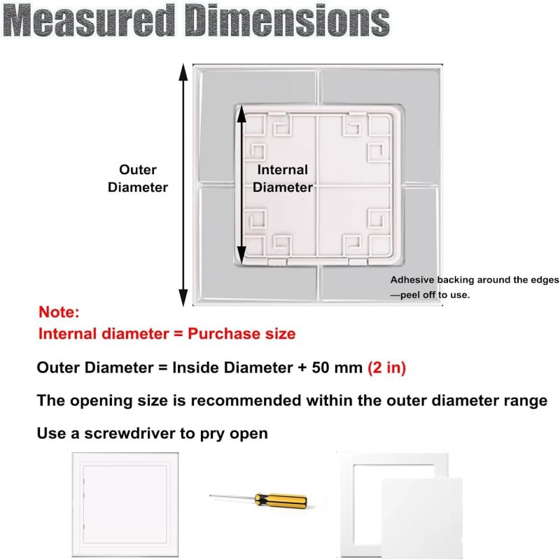 Dimensions : extérieur 250x250mm, adhésif sur les bords - Notice d'utilisation