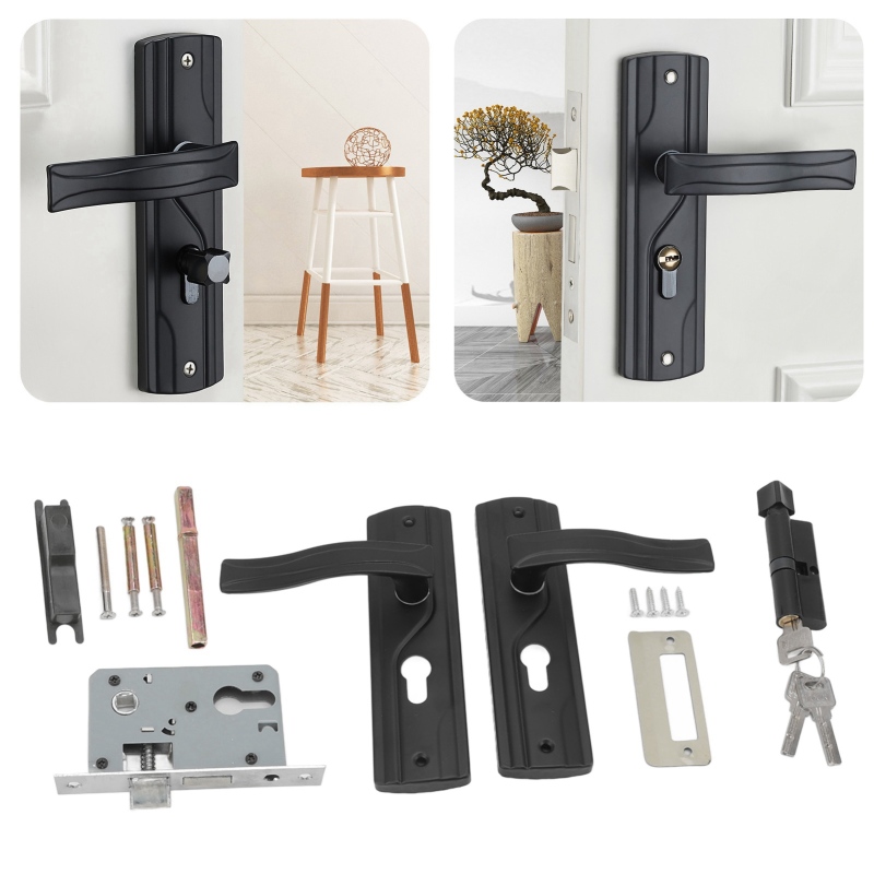 Kit completo de cerradura de acero al manganeso negro