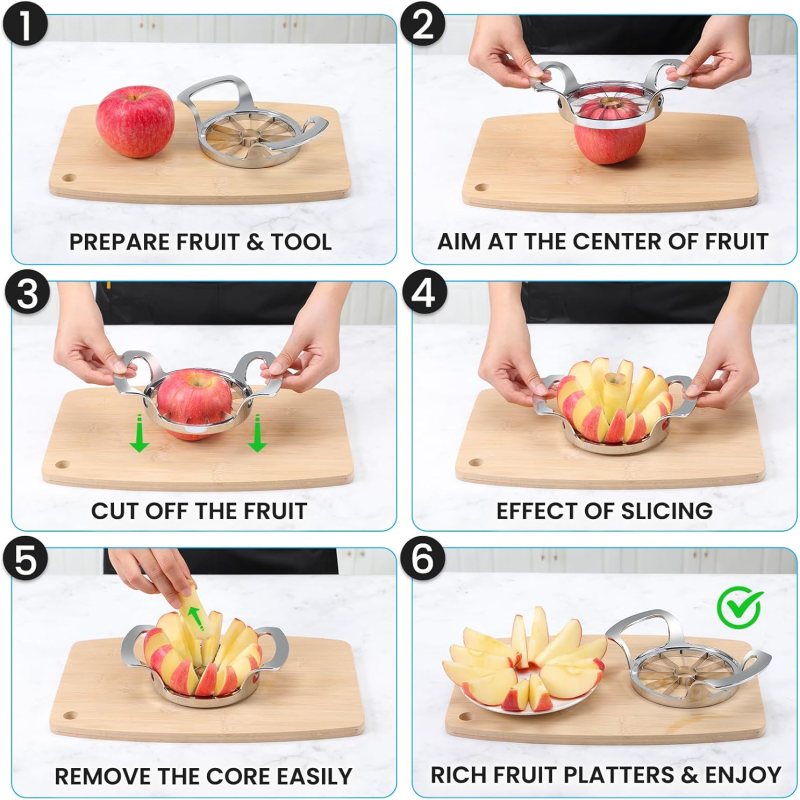 Coupe-pommes en action sur une pomme
