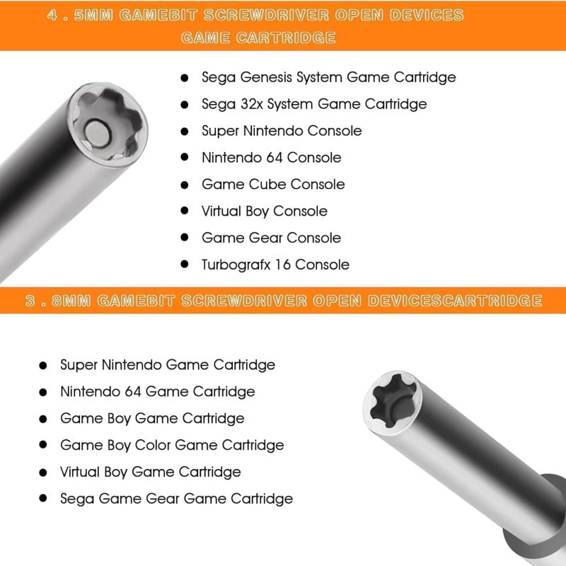 Puntas gamebit 4.5mm 3.8mm y tri-wing 2.5mm - detalles