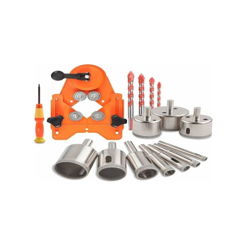 Jeu complet de 16 forets diamantés avec localisateur orange
