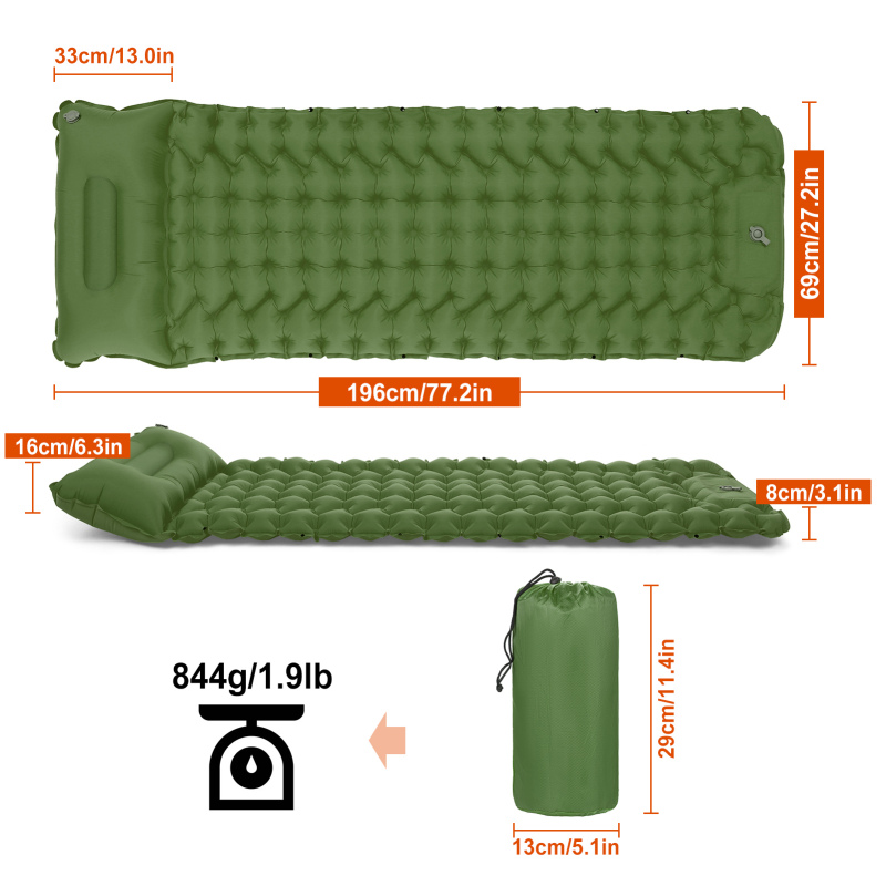 Confort matelas camping oreiller intégré