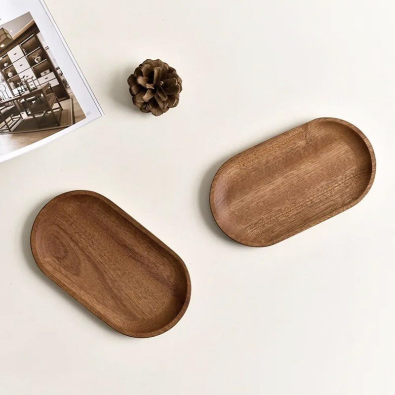 Ensemble de 2 assiettes ovales en bois Irovami - vue d'ensemble
