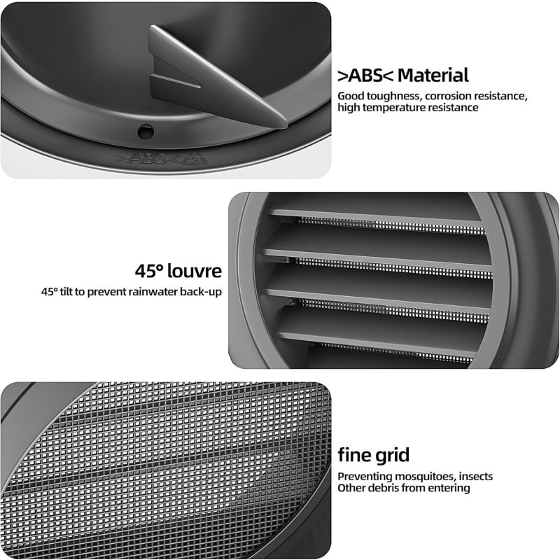 Rejilla de ventilación redonda de 3 pulgadas - ABS blanco - Rejilla de ventilación