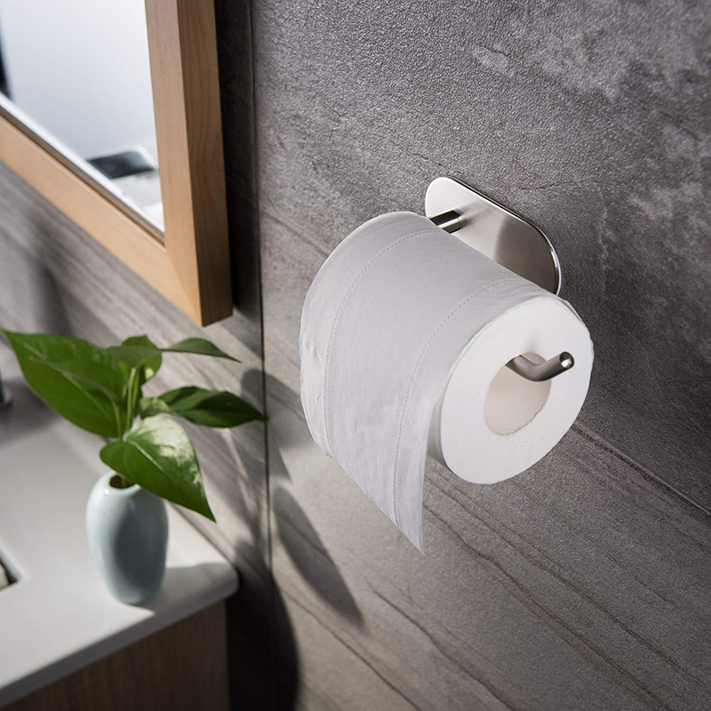 Porte-rouleau de Papier Toilette Sans Support de Papier Auto-adhésif de Forage Titulaire de Papier Hygiénique en Acier Inoxydable 