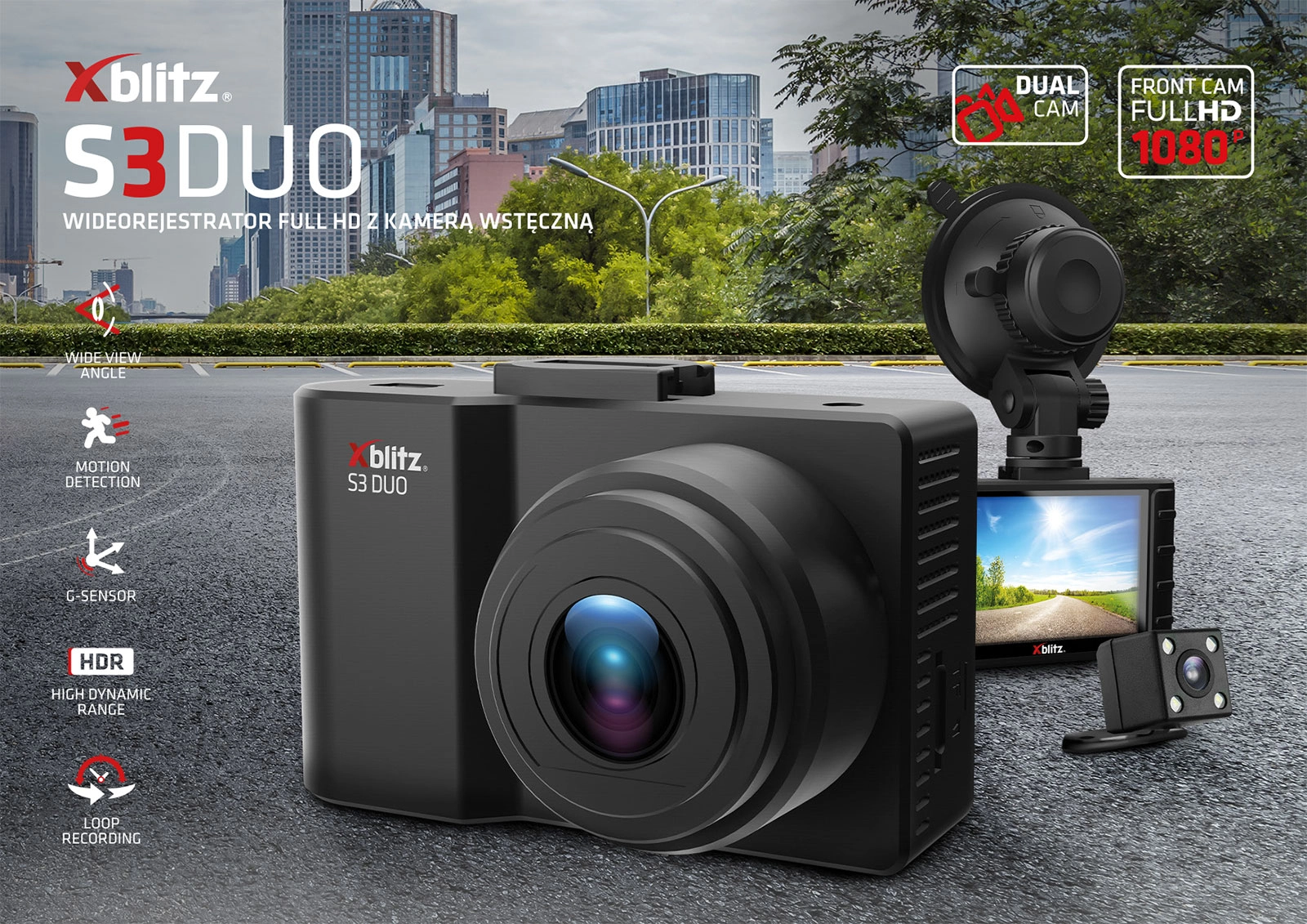 S3 Duo - wideorejestrator samochodowy FullHD