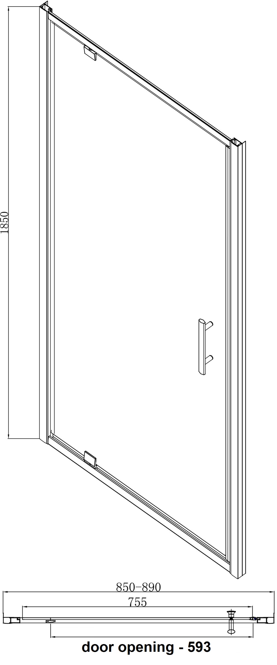 Luxura 900mm Pivot Shower Door - 6mm Glass with 900 x 900mm Tray