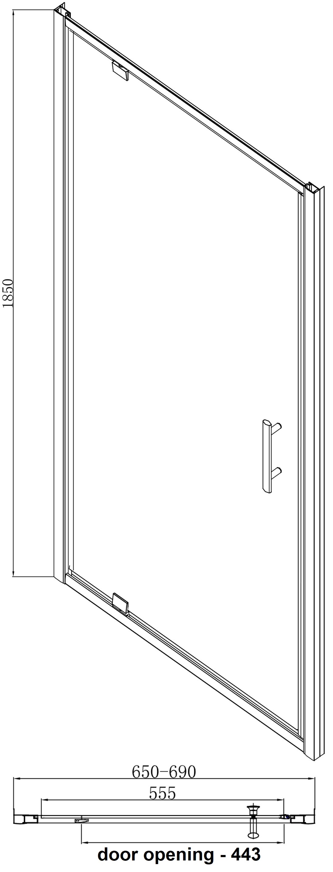 Luxura 700mm Pivot Shower Door - 6mm Glass with 700 x 700mm Tray