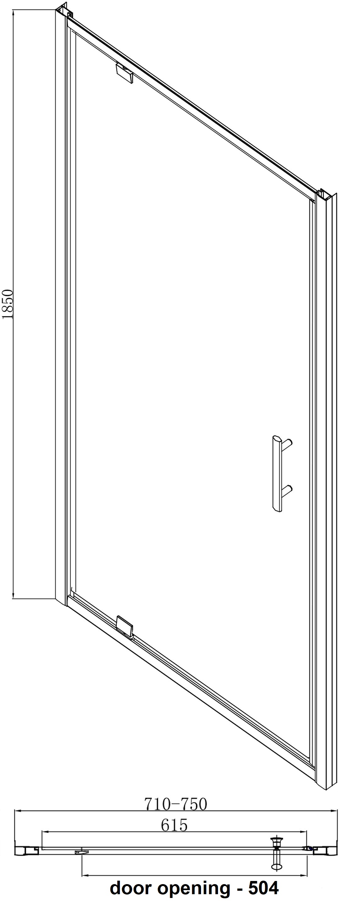Luxura 760mm Pivot Shower Door - 6mm Glass with 700 x 760mm Tray